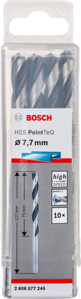 Bosch HSS PointTeQ 7.7mm drill bits.