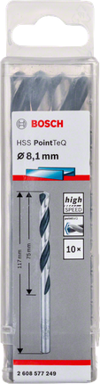 Bosch HSS PointTeQ 8.1mm drill bit pack.