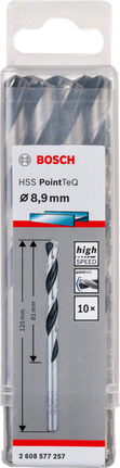 Bosch HSS PointTeQ 8.9mm drill bits.