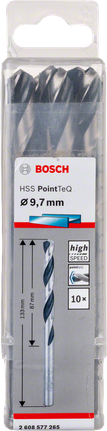 Bosch HSS PointTeQ 9.7mm drill bit set.