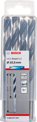 Bosch 10.5mm HSS PointTeQ drill bits pack.