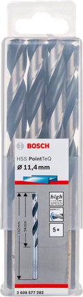Bosch HSS PointTeQ 11.4mm drill bits pack.