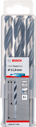 Bosch HSS PointTeQ 11.6mm drill bit pack.
