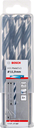 Bosch HSS PointTeQ 11.9mm drill bits pack.