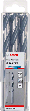 Bosch HSS PointTeQ 12.3 mm drill bits.