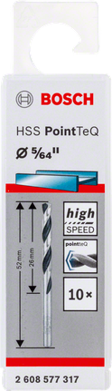 Bosch HSS PointTeQ 5/64" twist drill bit for metal.