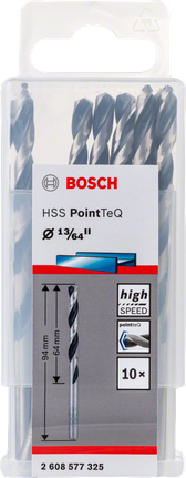 Bosch HSS PointTeQ 13/64″ drill bits pack.