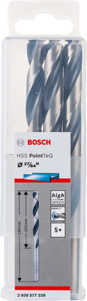 Bosch HSS PointTeQ 27/64 inch drill bit set.