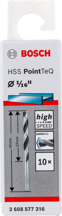 Bosch HSS PointTeQ 1/16″ drill bit.