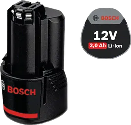 Bosch 12V 2.0Ah lithium-ion battery.