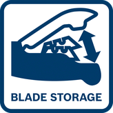 Bosch retractable utility knife with spare blade storage.