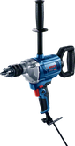 Bosch GBM 1600 RE drill with side handle for mixing.