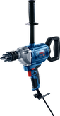 Bosch GBM 1600 RE drill with side handle for mixing.