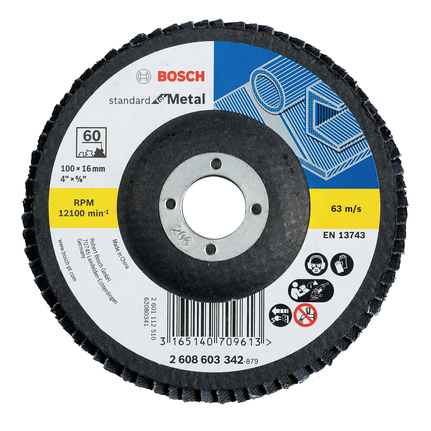 Bosch flap disc 100 mm for metal, grit 60.