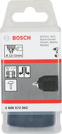 Bosch 1.5–13 mm drill chuck.