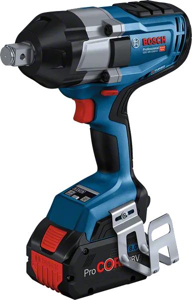 Bosch GDS 18V-1050 H cordless impact wrench with ladder clip.