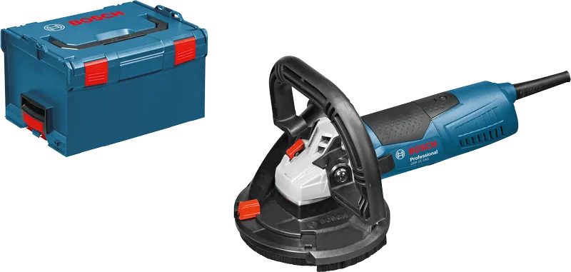 Bosch GBR 15 CAG concrete grinder with carrying case.