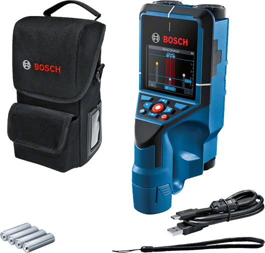 Bosch D-Tect 200 C wall scanner with case and accessories.