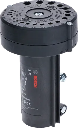 Bosch S41 drill bit sharpener with multiple size guides.