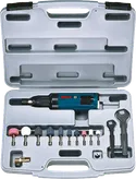 Bosch pneumatic straight grinder set with multiple grinding heads.
