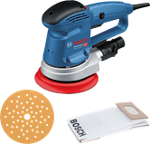 Bosch GEX 34-150 random orbit sander with dust bag.