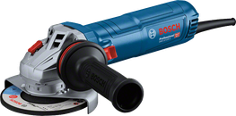 Bosch GWS 12-125 S angle grinder with accessories.