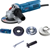 Bosch GWS 800 angle grinder with accessories.