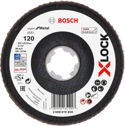 Bosch X-LOCK Flap disc X551 for metal, grit 120.