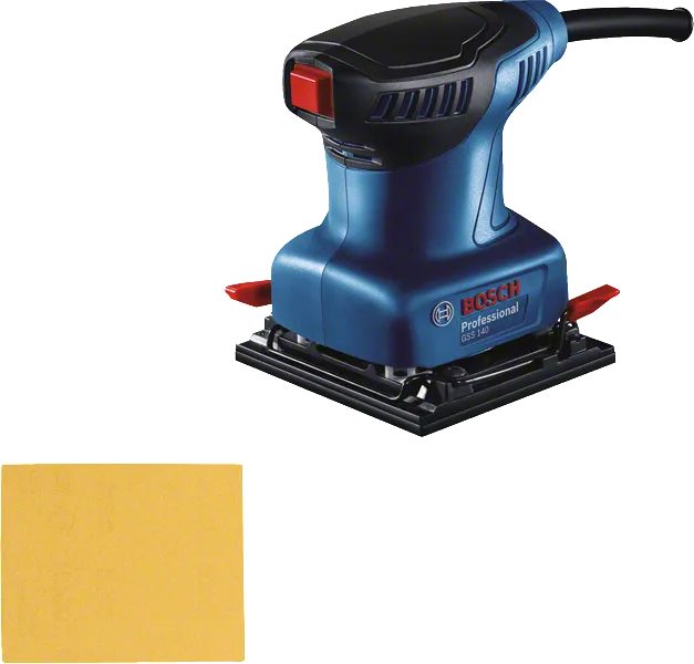 Bosch GSS 140 orbital sander with sanding sheet.