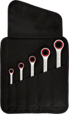 Bosch ratchet spanner set 5pc in a black pouch.