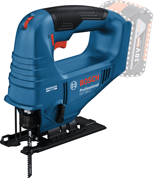 Bosch GST 183-LI cordless jigsaw with visible battery slot.