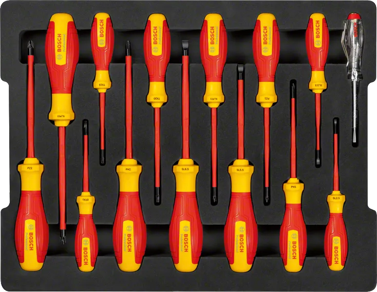 Bosch VDE 14-piece insulated screwdriver set.