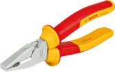 Bosch VDE combination plier with insulated red and yellow handles.