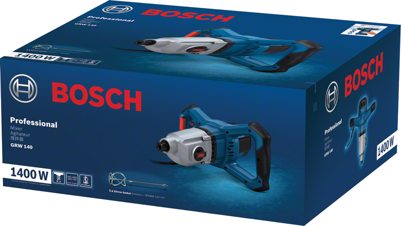 Bosch GRW 140 professional mixer packaging.