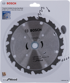 Bosch Eco for Wood 184×1.1 mm CoolteQ saw blade.