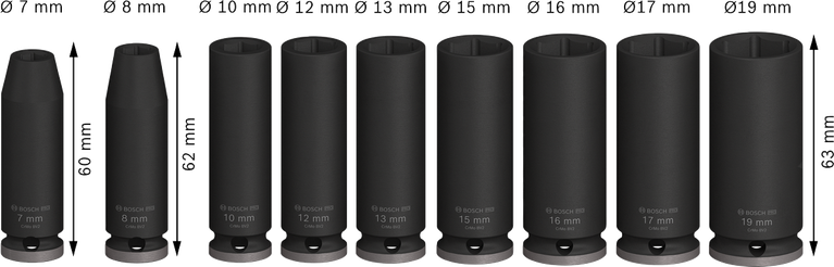 Bosch PRO Impact Socket Set 3/8 inch deep 9-piece.