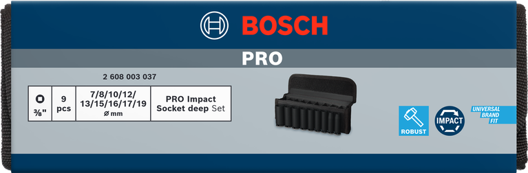 Bosch PRO Impact Socket Set 3/8″ deep 9 pcs.