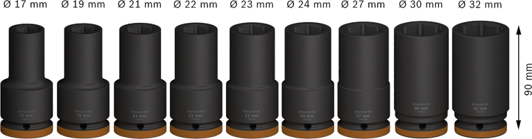 Bosch PRO Impact Socket Set 3/4 inch deep 9 pieces.