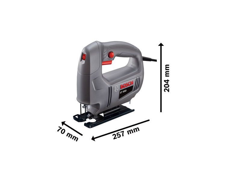 Bosch ST 650 jigsaw, compact size for precise cutting.