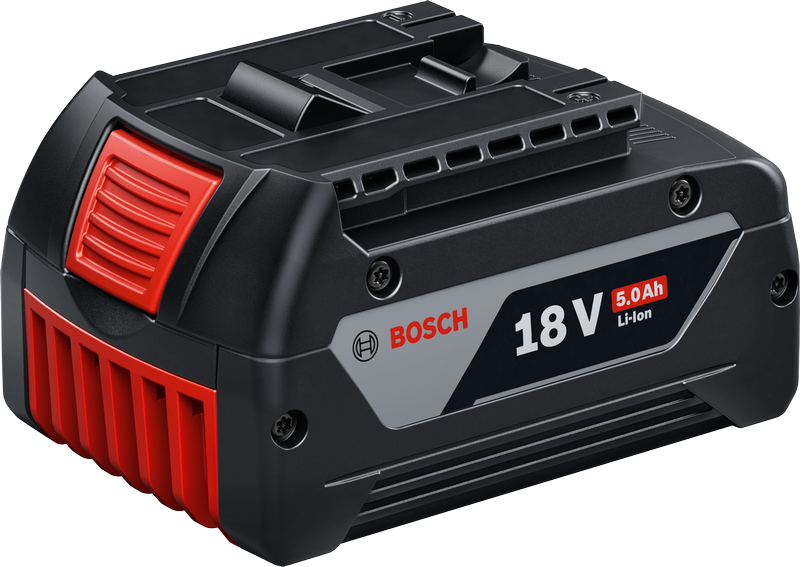 Bosch 18V 5.0Ah lithium-ion battery pack.