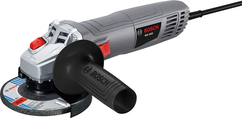 Bosch WS 650 angle grinder with side handle.