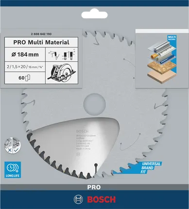 Bosch PRO Multi Material 184 mm circular saw blade.