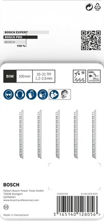Bosch PRO metal T123XF jigsaw blades 100mm 5pcs.