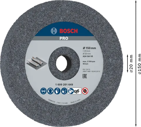 Bosch PRO Metal Grinding Wheel 150 x 20 x 20 mm for metal.