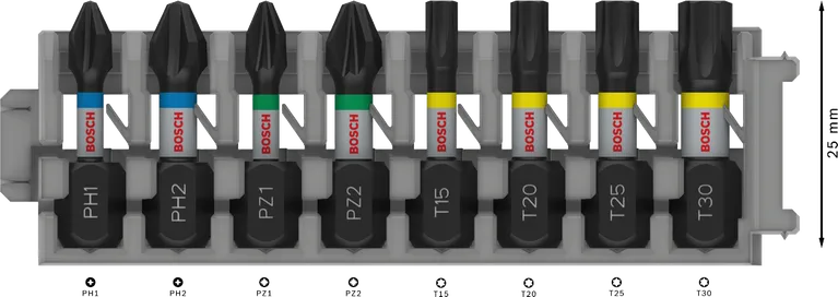 Bosch PRO Impact Screwdriver Bit Set, 8 pcs 25 mm.