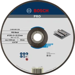 Bosch PRO Metal Bonded Grinding Disc 230x6x22.23 mm.