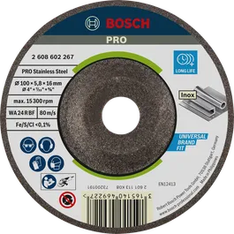Bosch PRO Stainless Steel Grinding Disc, 100 mm WA 24 R BF.