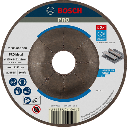 Bosch PRO Metal Grinding Disc 125 mm long life.