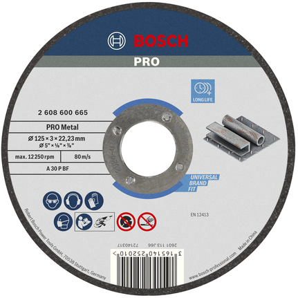 Bosch PRO Metal Cutting Disc 125 mm for metalwork.