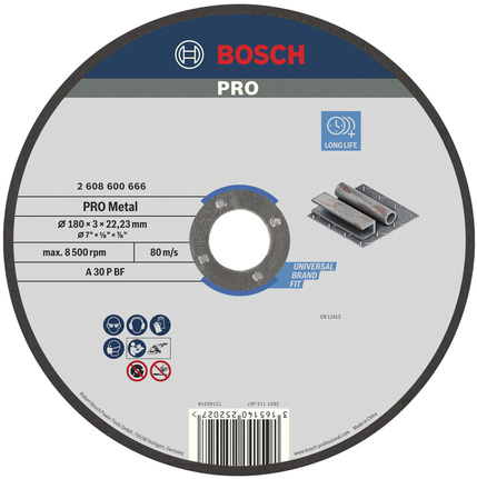 Bosch PRO Metal Cutting Disc 180 x 3 x 22.23 mm.